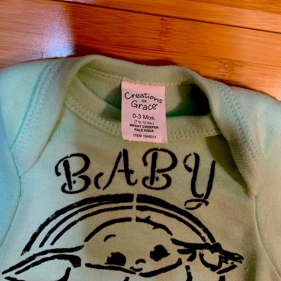 Grogu / Baby Yoda infant onesies; custom-made. - Picture 3 of 3
